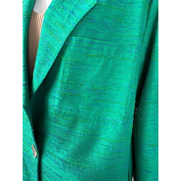 Vintage Green Designer Textured Blazer With Single Button & Pockets Sz XL - Picture 5 of 16